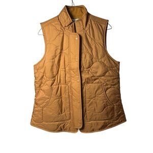 NWT Croft & Barrow Women's Quilted Tan Vest Fleece Lining Snap Zip Closure Small